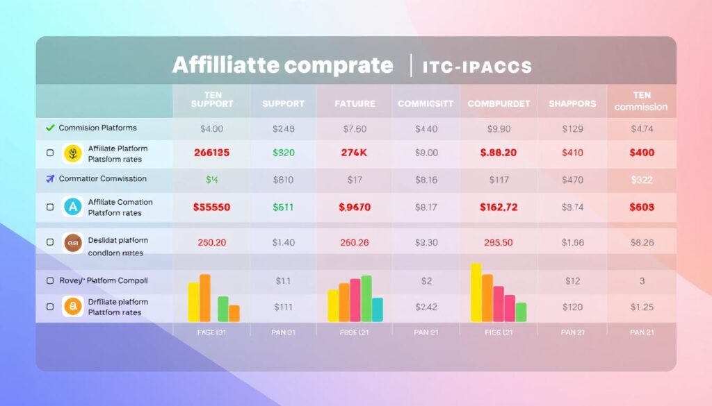 Comparação de plataformas para afiliados